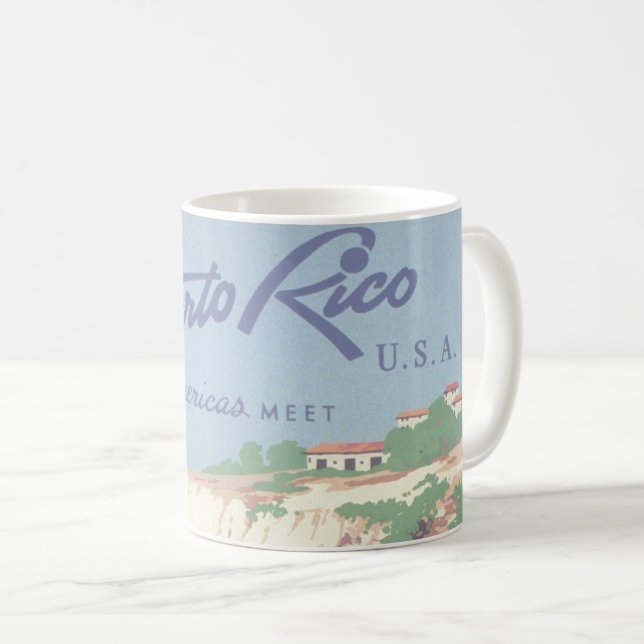 Vintage Travel Poster Promoting Puerto Rico Coffee Mug (Front Right)