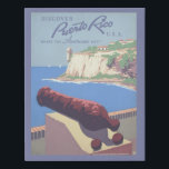Vintage Travel Poster Promoting Puerto Rico Faux Canvas Print<br><div class="desc">Discover Puerto Rico U.S.A. Where the Americas meet. Vintage travel poster promoting Puerto Rico for tourism,  showing view of harbour from Morro Castle.</div>