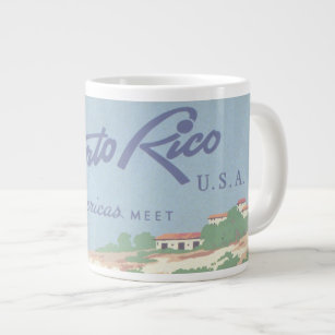 Vintage Travel Poster Promoting Puerto Rico Large Coffee Mug