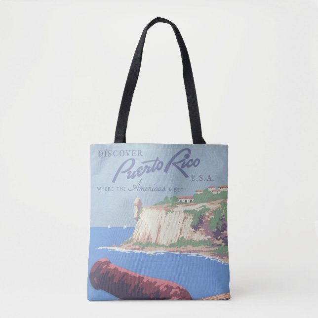 Vintage Travel Poster Promoting Puerto Rico Tote Bag (Front)