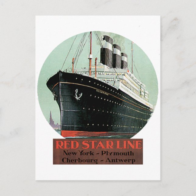 Vintage Travel Poster - Red Star Line Postcard (Front)