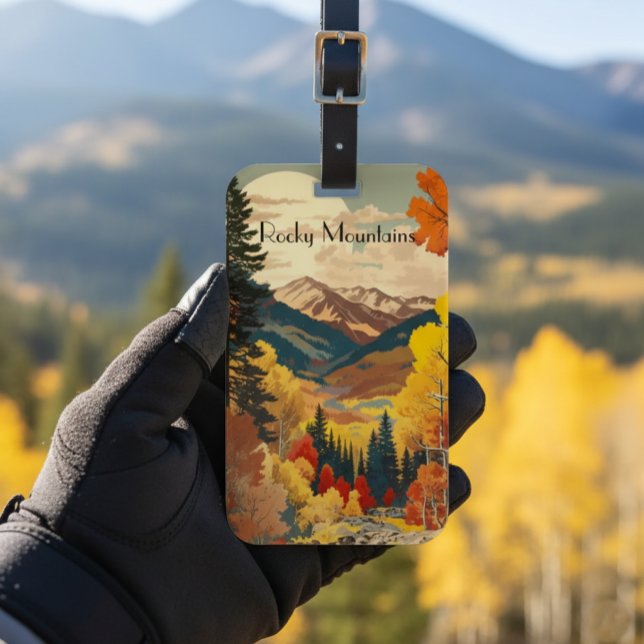 Vintage Travel Poster Rocky Mountains Luggage Tag (Creator Uploaded)