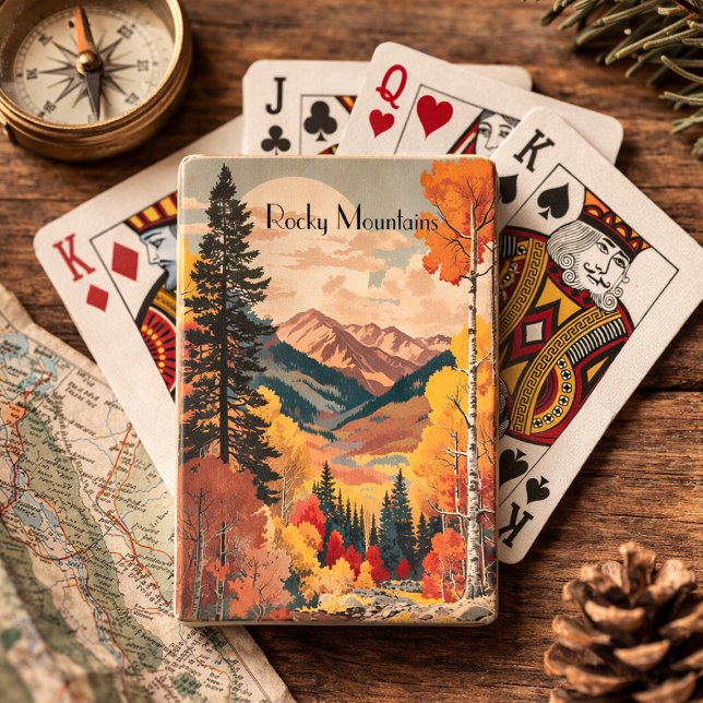 Vintage Travel Poster Rocky Mountains Playing Cards (Creator Uploaded)