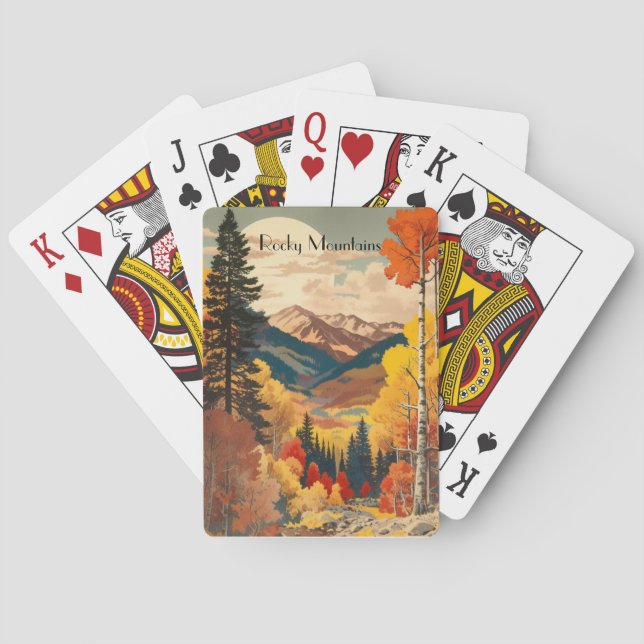 Vintage Travel Poster Rocky Mountains Playing Cards (Back)