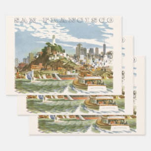 Vintage Travel Poster San Francisco Bay Ferry Boat Wrapping Paper Sheet