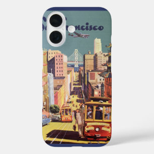 Vintage Travel Poster San Francisco Cable Cars iPhone 16 Case