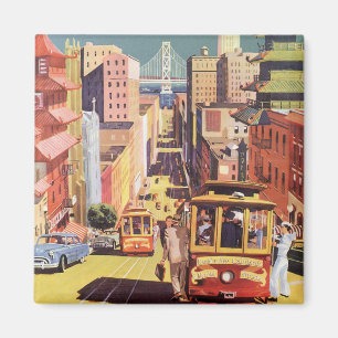 Vintage Travel Poster San Francisco Cable Cars Magnet