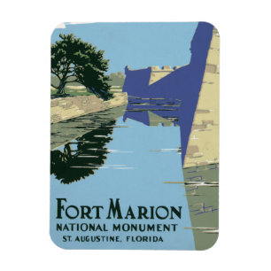 Vintage Travel Poster Showing Fort Marion Magnet