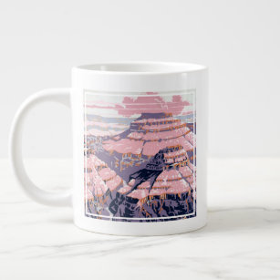 Vintage Travel Poster Shows Views Of Grand Canyon Large Coffee Mug