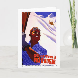Vintage Travel Poster - Skiing in the Italian Alps Card