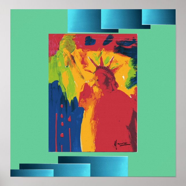 Vintage Travel poster Statue of Liberty NYC print (Front)