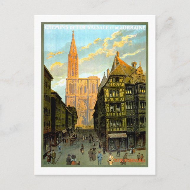 Vintage Travel Poster,Strasbourg Postcard (Front)