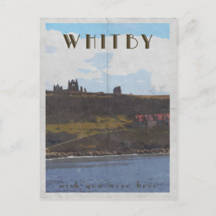 vintage travel poster style postcard whitby