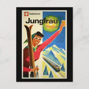 Vintage Travel Poster, Switzerland, Jungfrau, Postcard