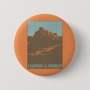 Vintage Travel Poster, Taos Pueblos, New Mexico 6 Cm Round Badge