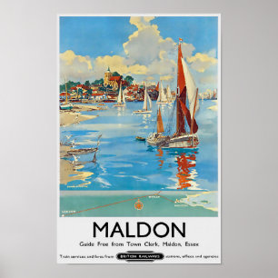 Vintage Travel Poster Town Clerk, Maldon, Essex