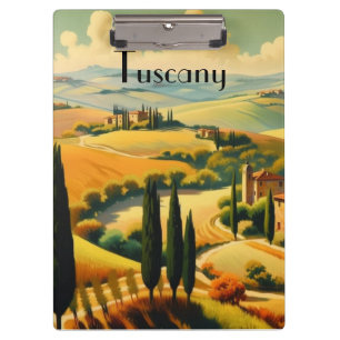 Vintage Travel Poster Tuscany countryside Clipboard