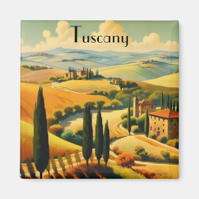 Vintage Travel Poster Tuscany countryside Magnet (Front)