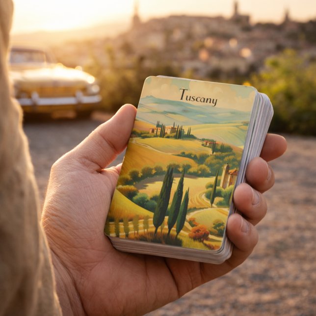 Vintage Travel Poster Tuscany countryside Playing Cards (Creator Uploaded)