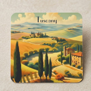 Vintage Travel Poster Tuscany, customisable Square Sticker