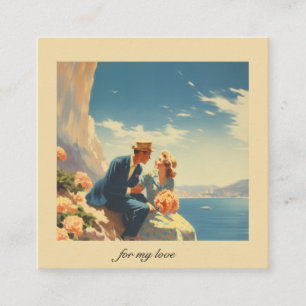 Vintage Travel Poster, Valentine customisable Enclosure Card
