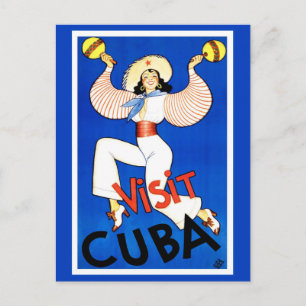 Vintage Travel Poster " Visit Cuba" Postcard