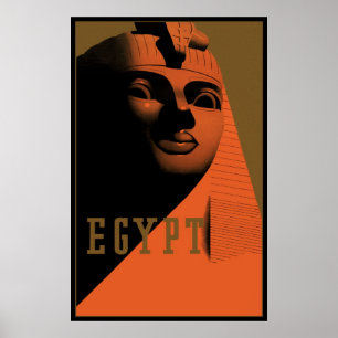 Vintage Travel Poster with Sphinx, Egypt, Africa