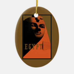 Vintage Travel Poster with Sphinx, Egypt, Africa Ceramic Ornament