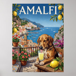 Vintage Travel Posters Amalfi Italy Dog Coast