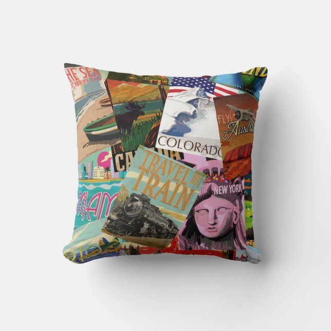 Vintage Travel Posters Cushion (Front)