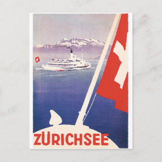 Vintage Travel Posters: Lake Zurich Switzerland Postcard