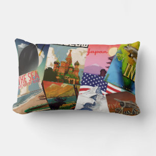 Vintage Travel Posters Lumbar Cushion