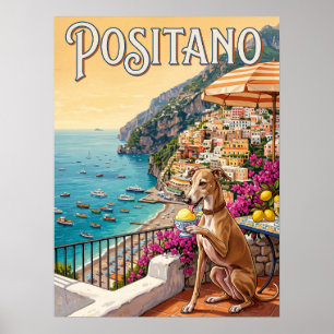 Vintage Travel Posters Positano Italy Dog Coast