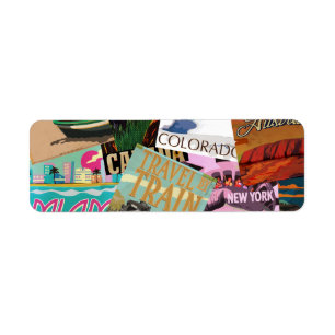 Vintage Travel Posters Return Address Label