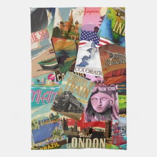 Vintage Travel Posters Tea Towel