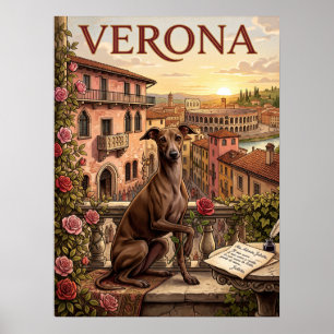 Vintage Travel Posters Verona Italy Dog Romance