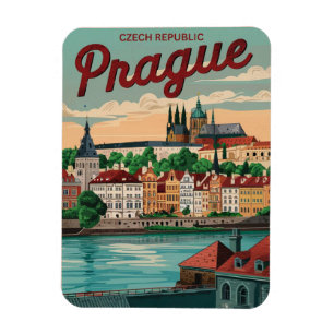 vintage travel prague city czech republic gifts magnet