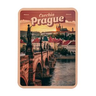 vintage travel prague czech republic gifts, bridge magnet