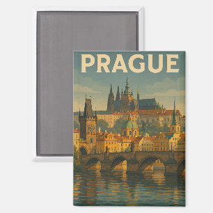 Vintage Travel Prague Czech Republic Magnet
