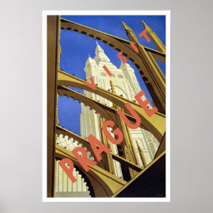 Vintage travel,Prague Poster