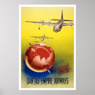 Vintage travel,Quantas-Empire Airways Poster