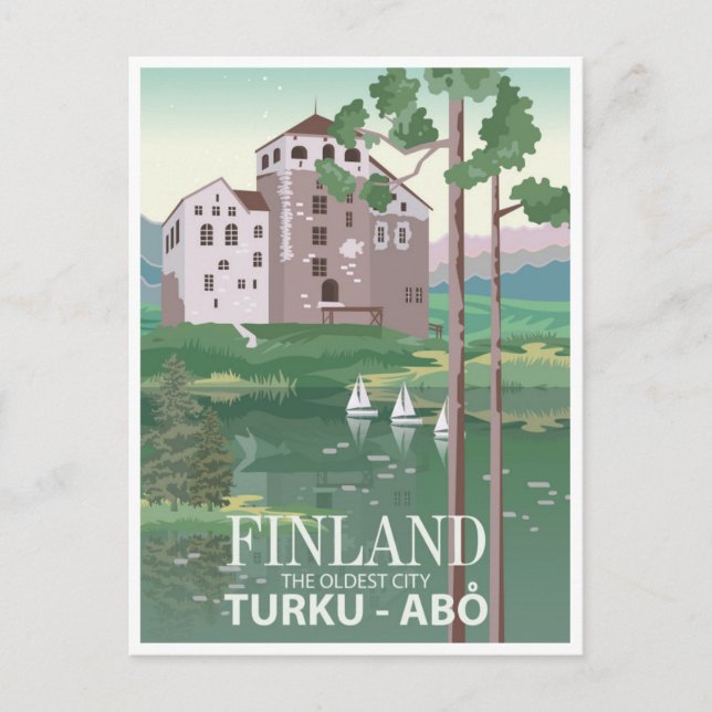 Vintage travel retro Finland turku-Abo Lapland Postcard (Front)