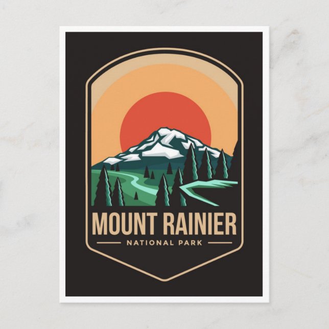 vintage travel retro Mount Rainier national park Postcard (Front)