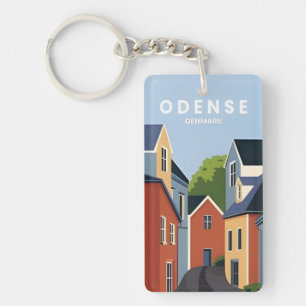 vintage travel retro souvenir odense denmark key ring