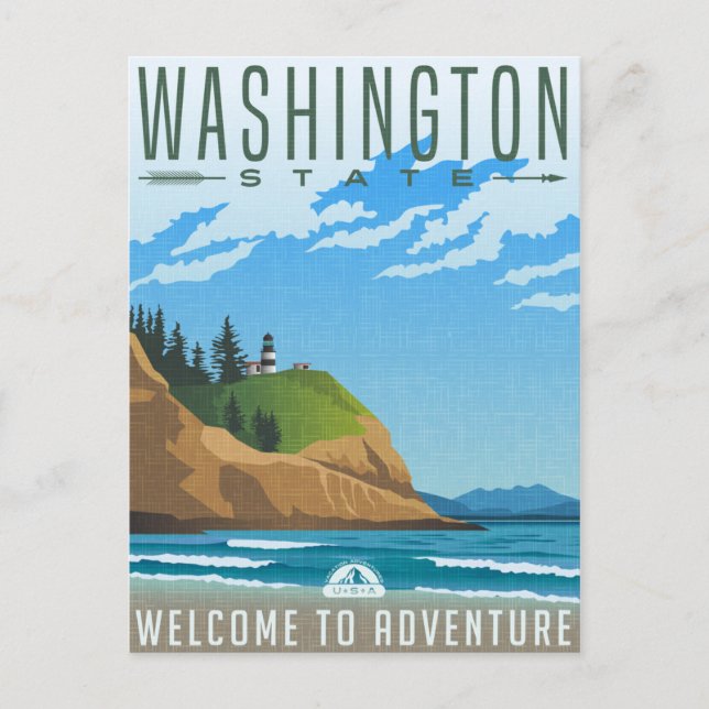 Vintage Travel retro Washington State USA Postcard (Front)