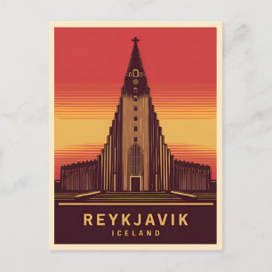 Vintage Travel Reykjavik Iceland Hallgrimskirkja Postcard