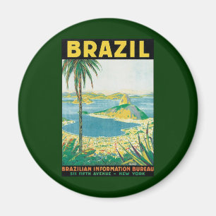 Vintage Travel Rio de Janeiro Brazil Coastal Beach Magnet