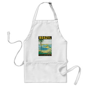 Vintage Travel Rio de Janeiro Brazil Coastal Beach Standard Apron