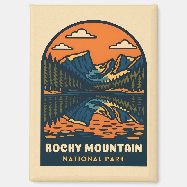 Vintage Travel Rocky Mountain National Park Retro Magnet (Front)