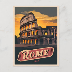 Vintage Travel Rome Italy Colosseum Retro Scenic Postcard